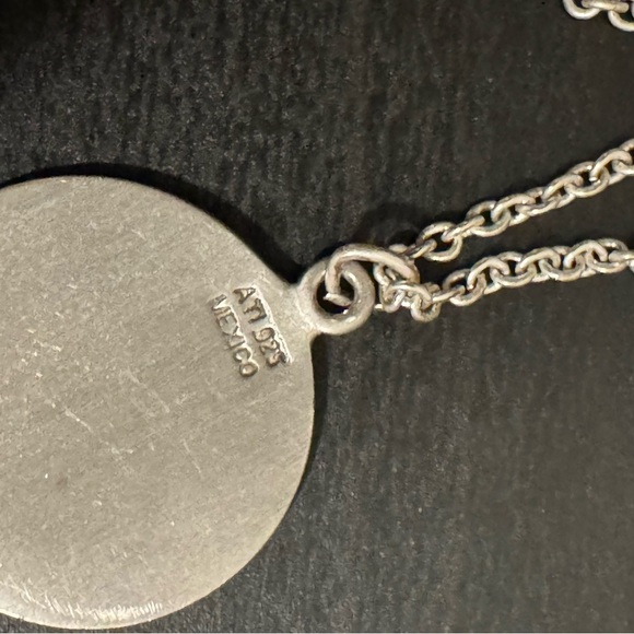 925 Sterling Mexico Silver Love Pendant on Vintage Silver Tone Necklace - Picture 9 of 11